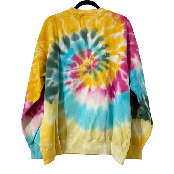 La Detresse NWT Womens Tie Dye Tropicali Pullover Sweatshirt Sz L Relaxed Fit - Picture 3 of 6